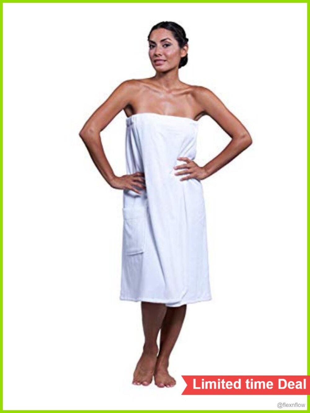 100% Cotton Spa Bath Wrap Towel with Snaps Adjustable Shower Gym Sauna